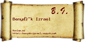 Benyák Izrael névjegykártya